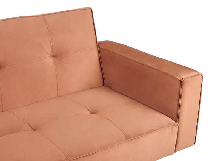 Sofa Bed 3 Seater Velvet Golden Brown Helsley