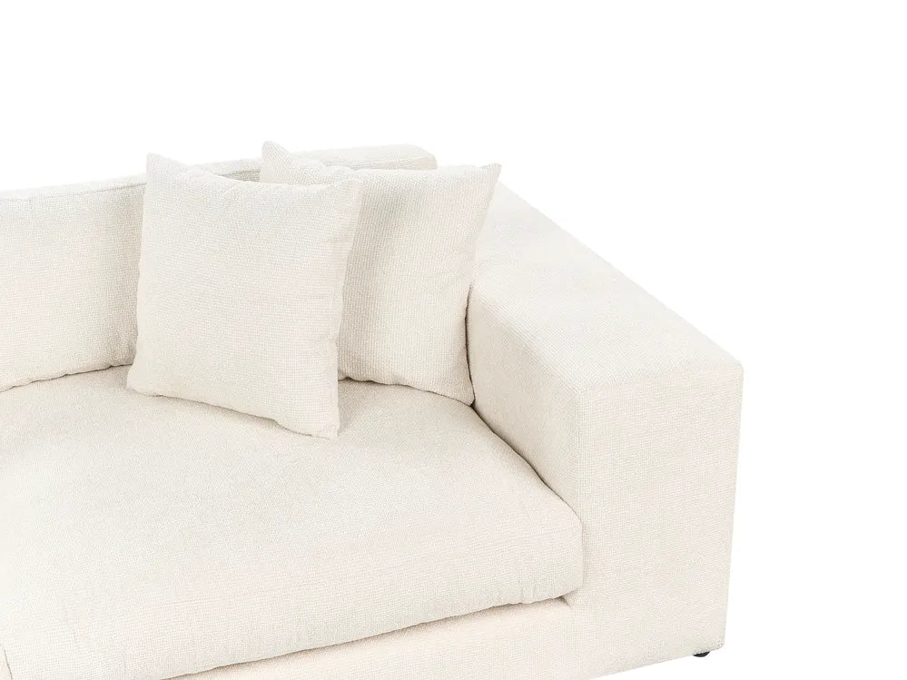 Sofa 3 Seater Fabric Off-White with Footstool Etherine II