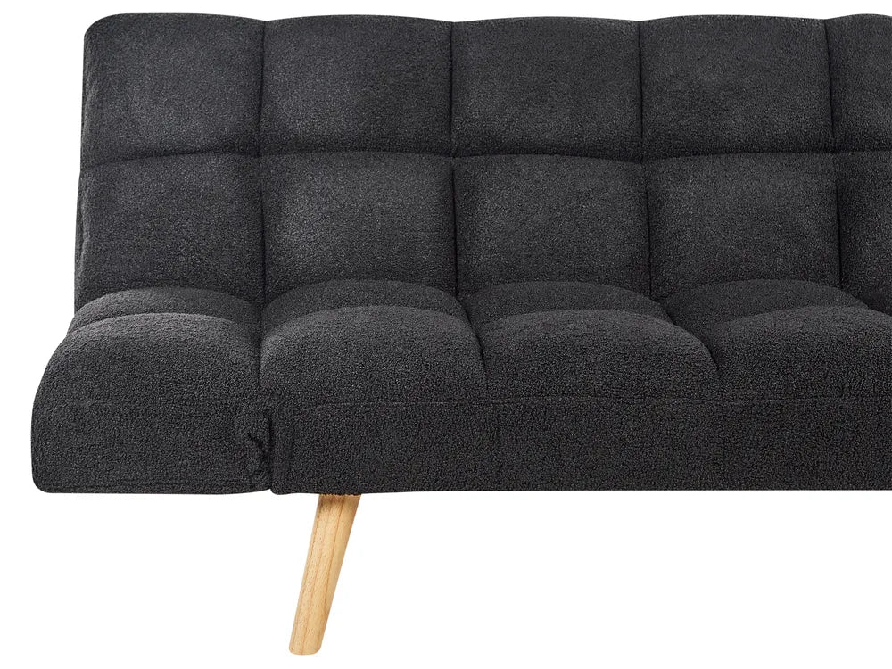 Sofa Bed 2 Seater Boucle Black Cashten