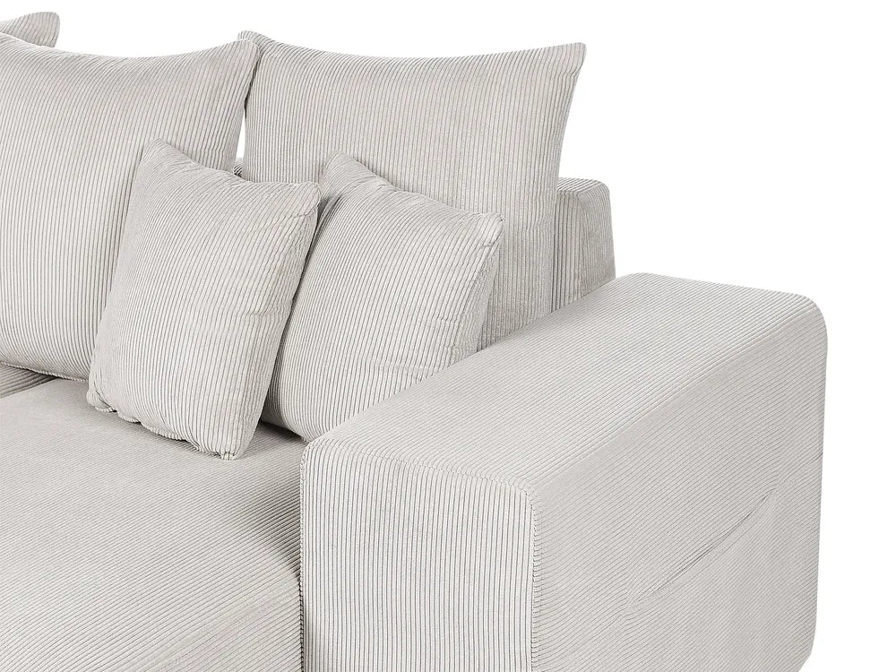 Corner Sofa Bed 3 Seater Corduroy Light Beige with Storage Left Hand Deantrei