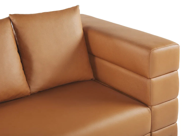 Sofa 3 Seater Faux Leather Brown Mejas