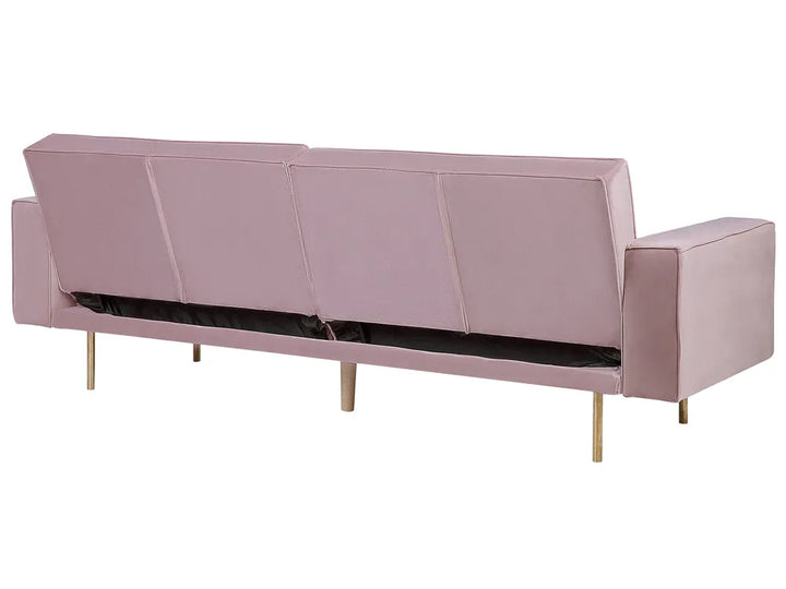 Sofa Bed 3 Seater Velvet Pink Helsley