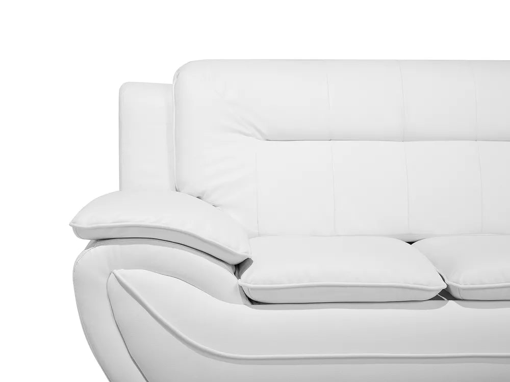 Sofa 3 Seater Faux Leather White Aidanlee