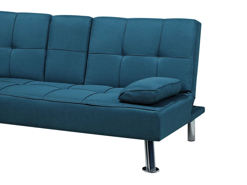 Sofa Bed 3 Seater Fabric Blue Kaveri