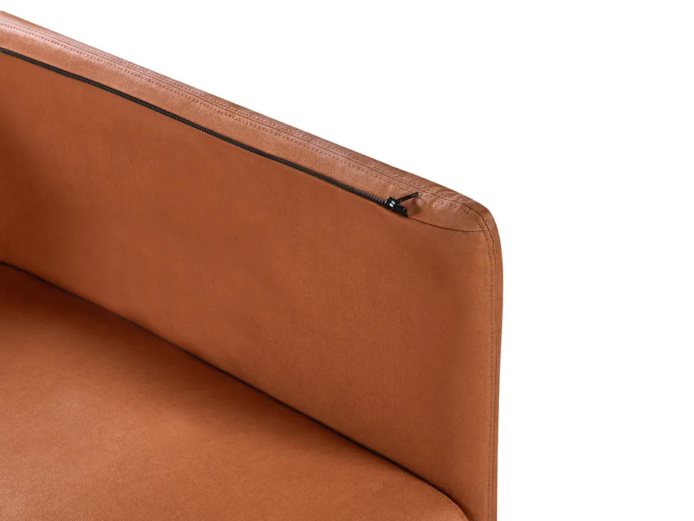 Sofa 3 Seater Faux Leather Golden Brown Yazgur