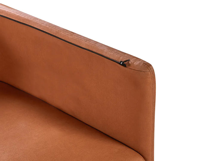 Sofa 3 Seater Faux Leather Golden Brown Yazgur