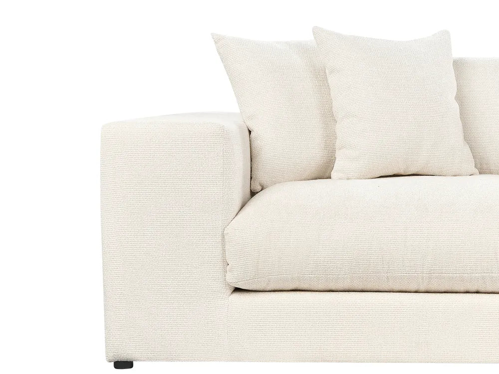 Sofa 3 Seater Fabric Off-White with Footstool Etherine II