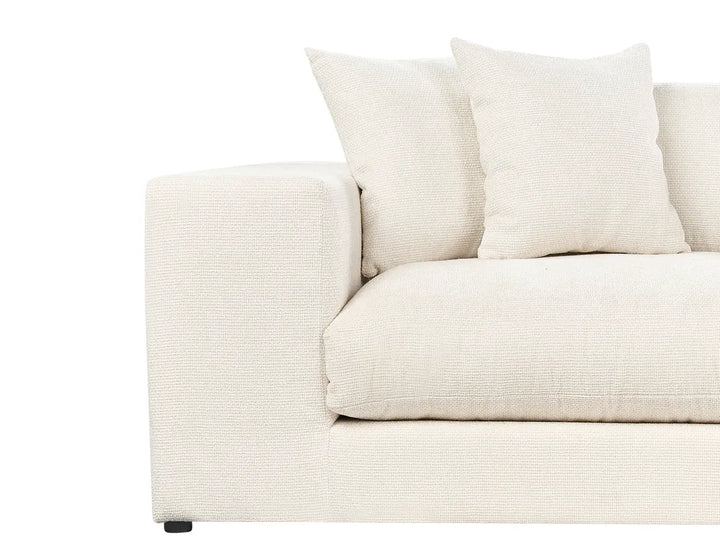 Sofa 3 Seater Fabric Off-White with Footstool Etherine II