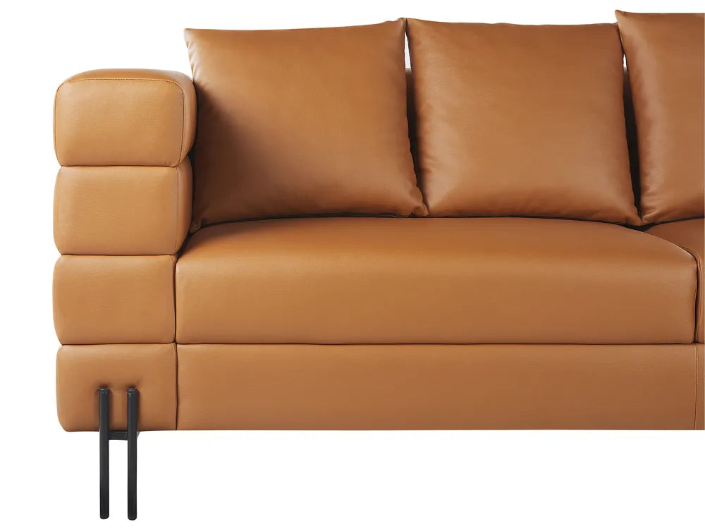 Sofa 3 Seater Faux Leather Brown Mejas
