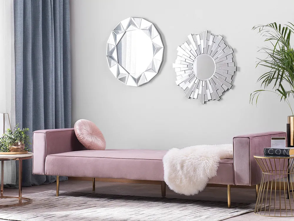 Sofa Bed 3 Seater Velvet Pink Helsley