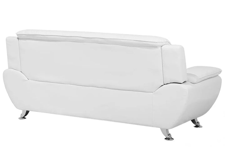 Sofa 3 Seater Faux Leather White Aidanlee