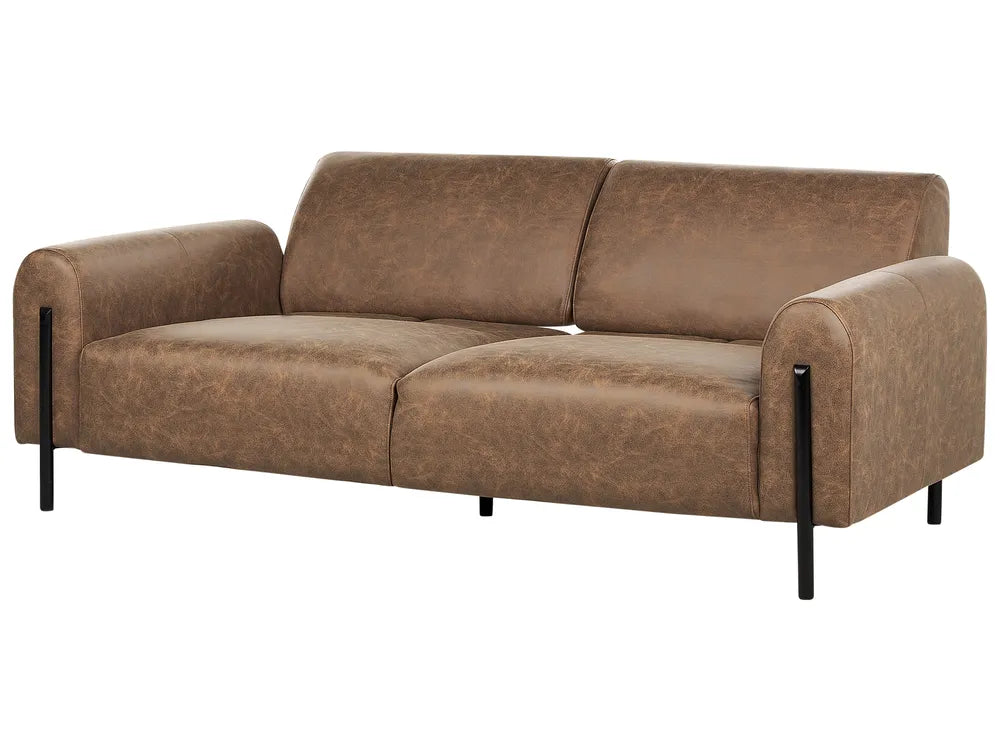 Sofa 3 Seater Fabric Brown Annora