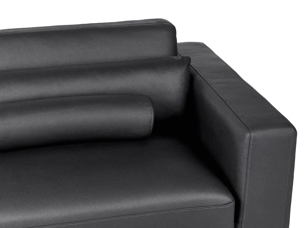 Sofa 3 Seater Faux Leather Black Maeesha