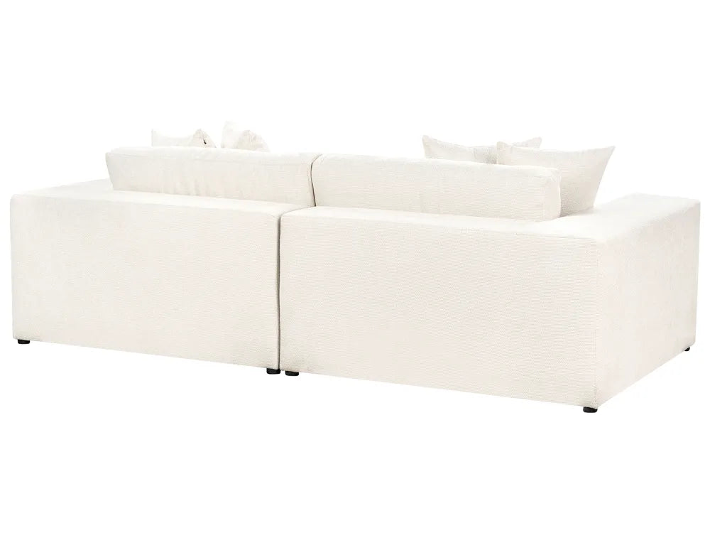 Sofa 3 Seater Fabric Off-White with Footstool Etherine II