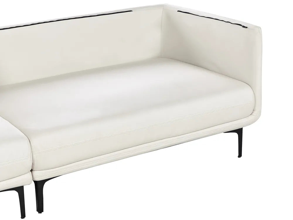 Sofa 3 Seater Faux Leather Off-White Yazgur