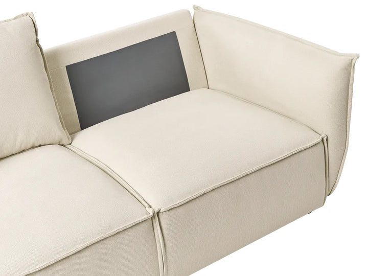 Sofa 3 Seater Fabric Light Beige Greylan