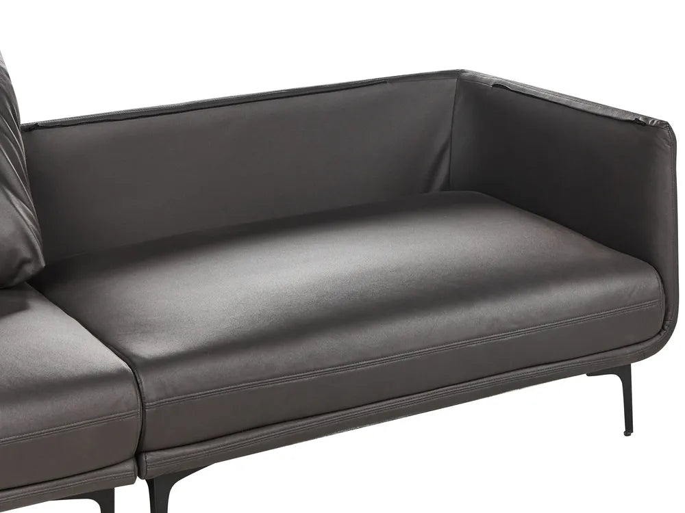 Sofa 3 Seater Faux Leather Black Yazgur