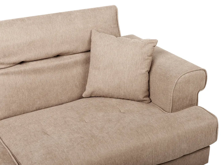 Sofa 3 Seater Fabric Light Brown Jimeny