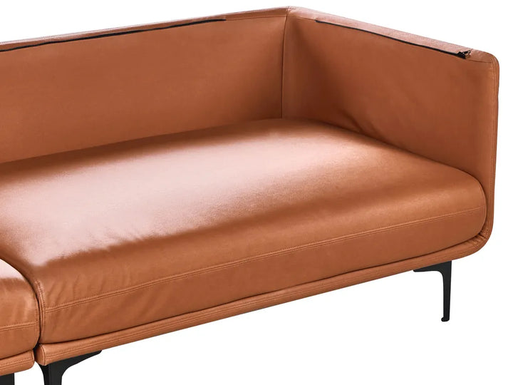 Sofa 3 Seater Faux Leather Golden Brown Yazgur