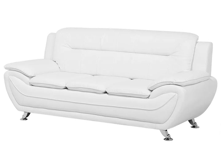 Sofa 3 Seater Faux Leather White Aidanlee