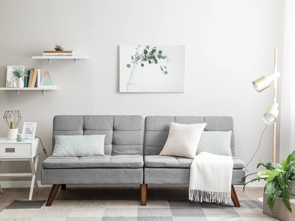 Light grey fabric 3 seater sofa bed with adjustable backrest