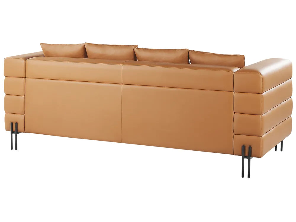Sofa 3 Seater Faux Leather Brown Mejas