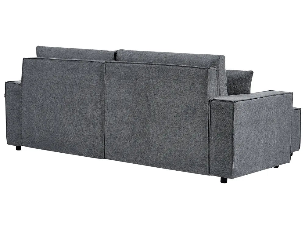 Corner Sofa Bed 3 Seater Fabric Dark Grey with Storage Right Hand Fairbairn