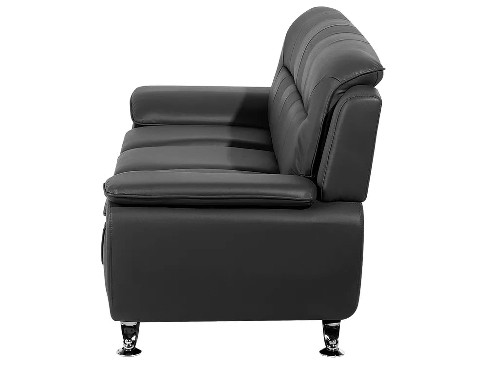 Sofa 3 Seater Faux Leather Black Aidanlee