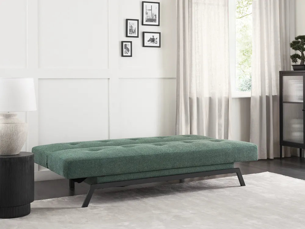 Sofa Bed 3 Seater Fabric Green Kaizlyn