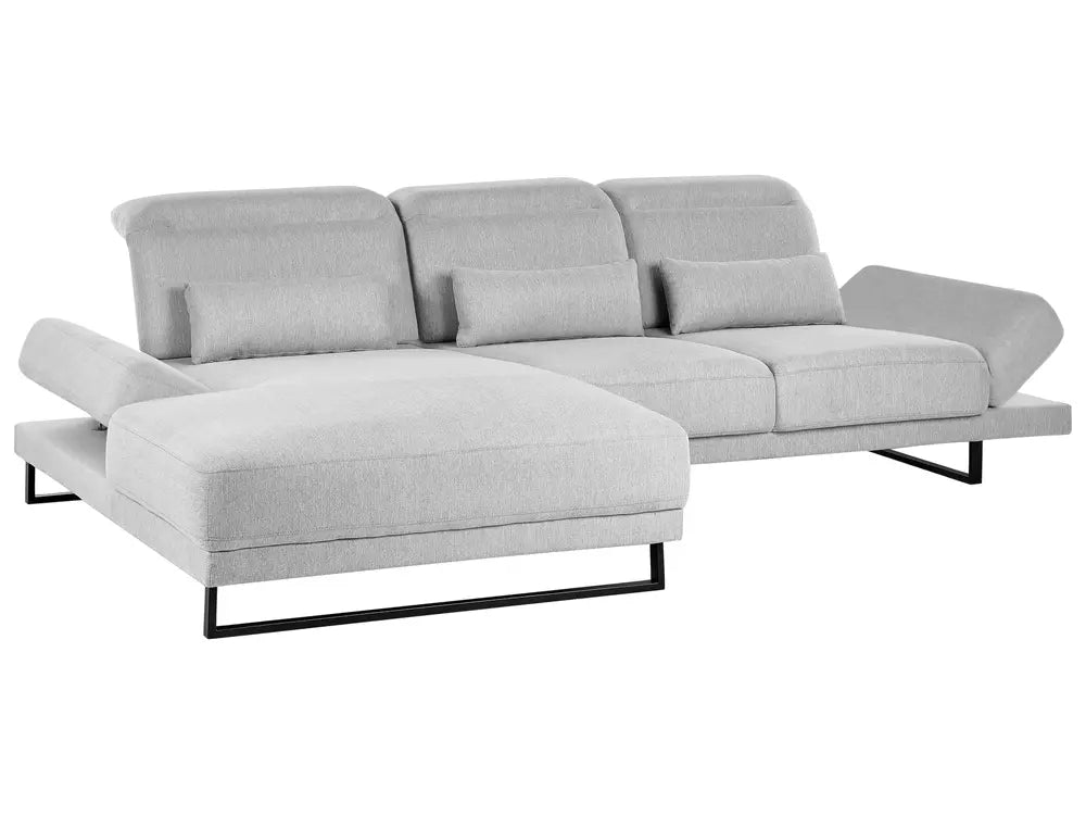 Corner Sofa 4 Seater Fabric Light Grey Right Hand Ninja