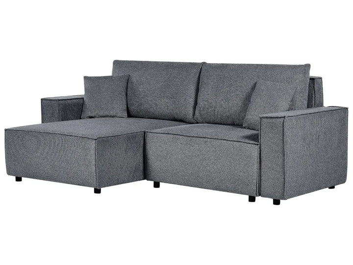 Corner Sofa Bed 3 Seater Fabric Dark Grey with Storage Right Hand Fairbairn