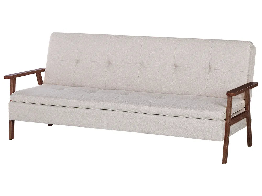 Sofa Bed 3 Seater Fabric Beige Dulvert