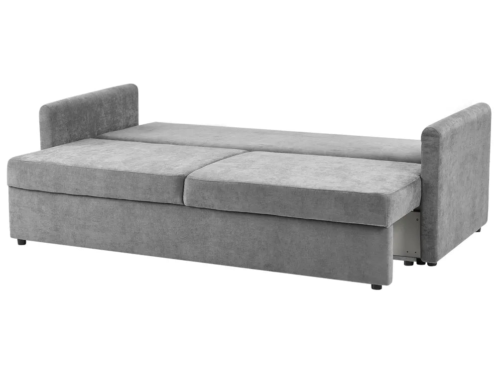 Sofa Bed 3 Seater Chenille Light Grey with Storage Abarca