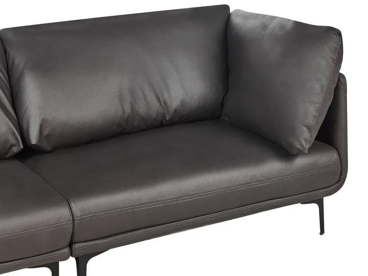 Sofa 3 Seater Faux Leather Black Yazgur