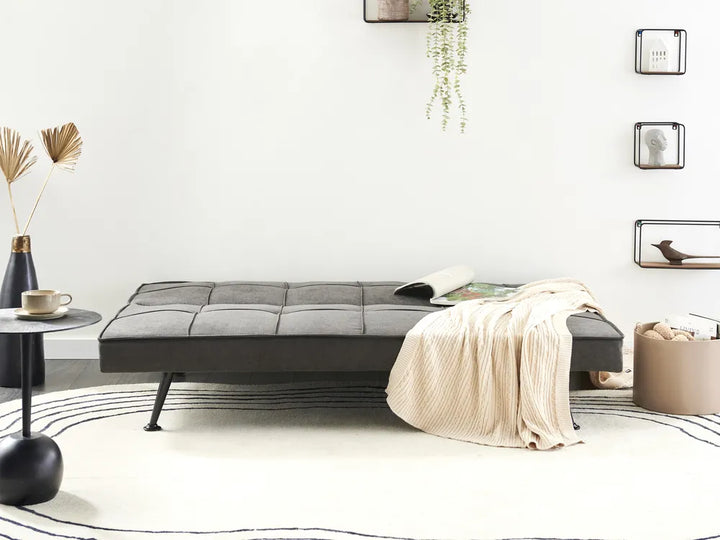 Sofa Bed 3 Seater Fabric Dark Grey Savion