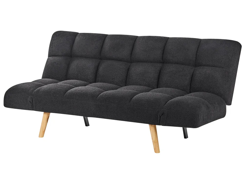 Sofa Bed 2 Seater Boucle Black Cashten