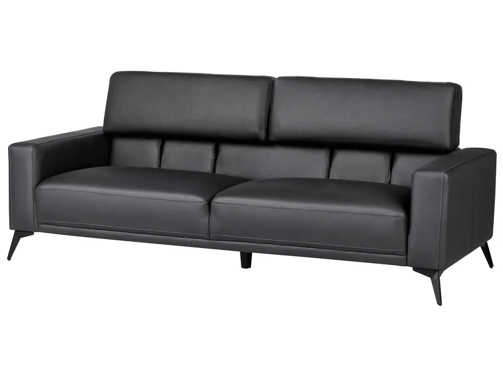 Sofa 3 Seater Faux Leather Black Maeesha