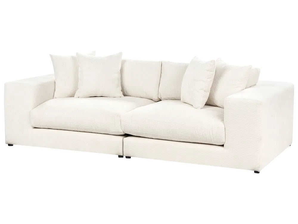 Sofa 3 Seater Fabric Off-White with Footstool Etherine II