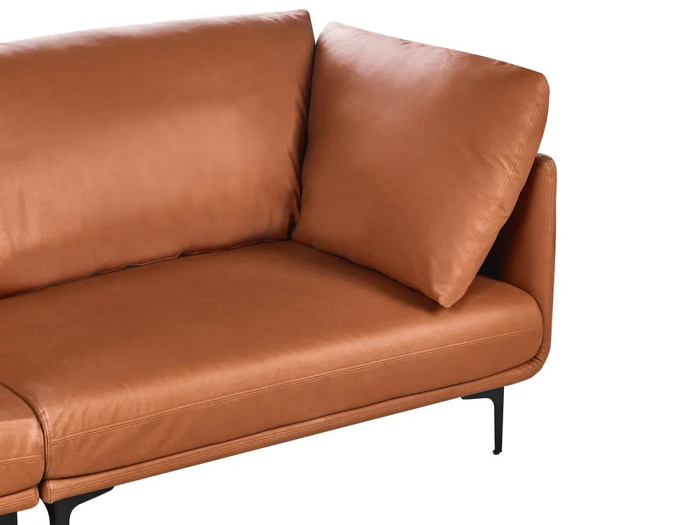 Sofa 3 Seater Faux Leather Golden Brown Yazgur