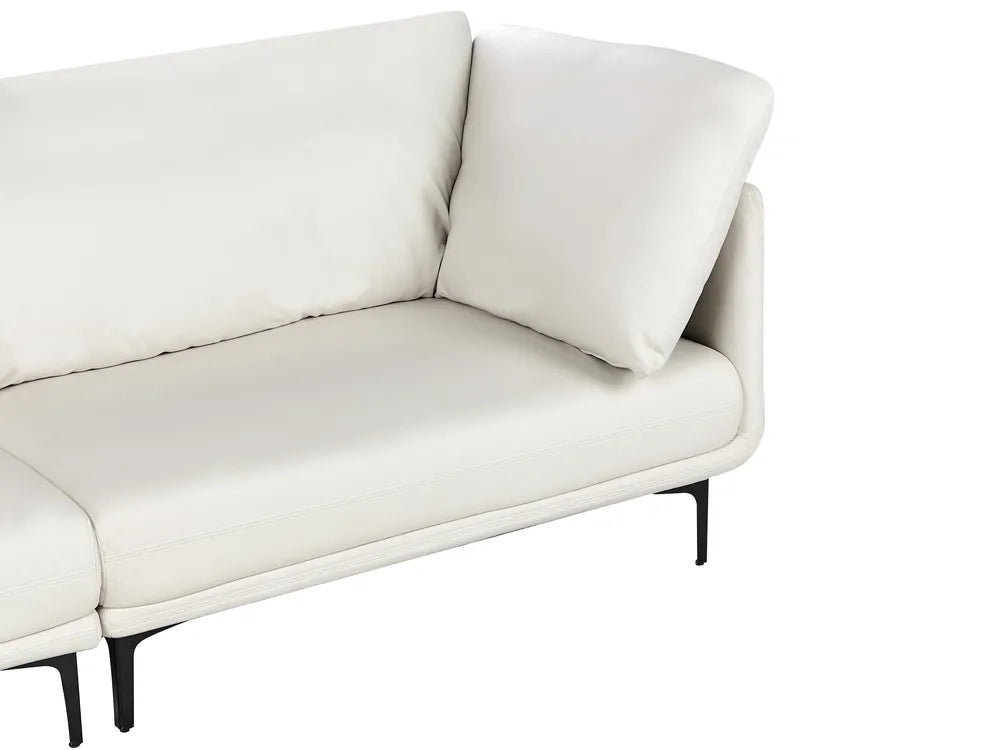 Sofa 3 Seater Faux Leather Off-White Yazgur