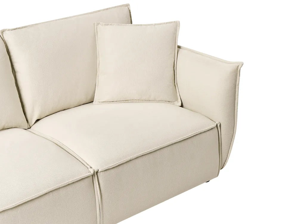 Sofa 3 Seater Fabric Light Beige Greylan