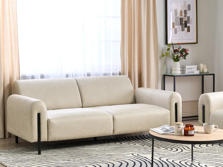 Sofa 3 Seater Fabric Beige Annora