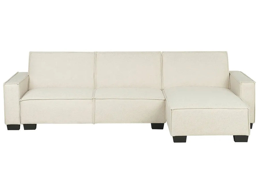 Beige fabric corner sofa bed 3 seater left hand