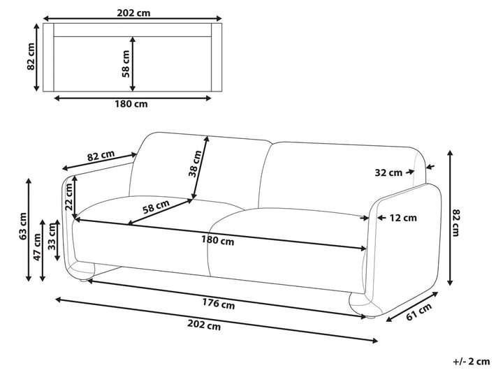 Sofa 3 Seater Fabric White Nhat