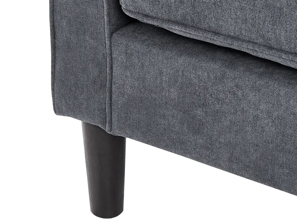 Sofa 3 Seater Fabric Dark Grey with Ottoman Assuntino
