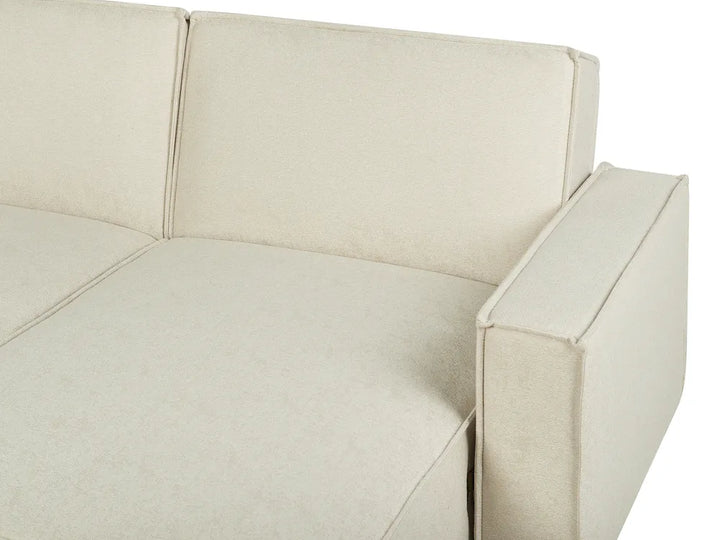 Corner Sofa Bed 3 Seater Fabric Beige Left Hand Loette
