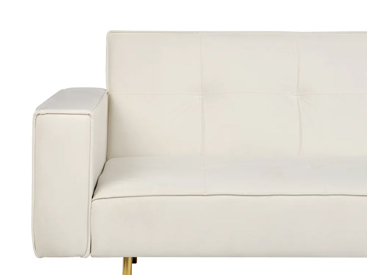 Sofa Bed 3 Seater Velvet Off-White Helsley
