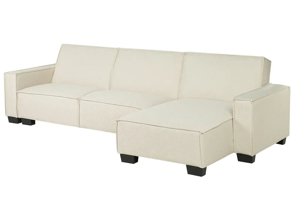 Corner Sofa Bed 3 Seater Fabric Beige Left Hand Loette