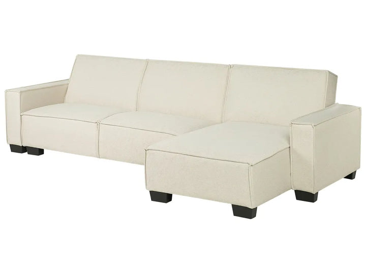 Corner Sofa Bed 3 Seater Fabric Beige Left Hand Loette