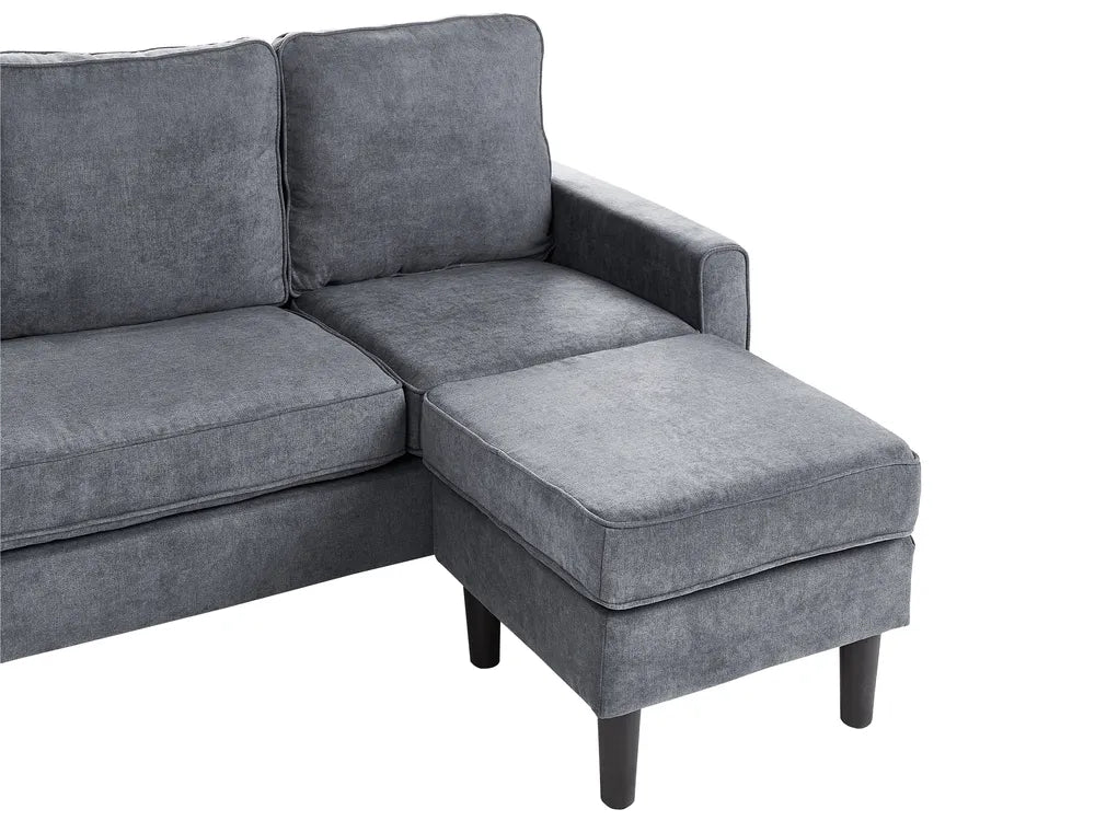 Sofa 3 Seater Fabric Dark Grey with Ottoman Assuntino